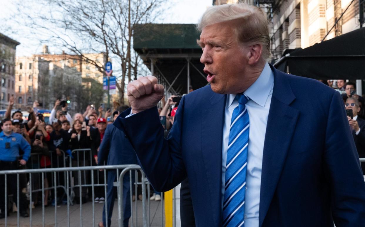 Donald Trump visits a bodega store in upper Manhattan after a second day in court facing felony charges of falsifying business records