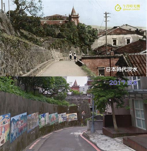 老淡水＋水手制服美少女＝最美風景。（圖／聚珍臺灣提供、黑白原圖蘇文魁提供）