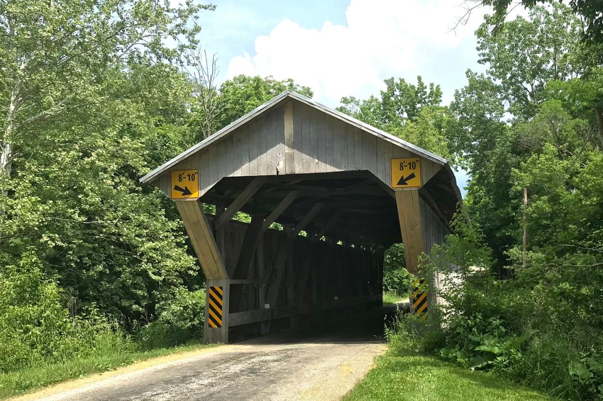 Delaware County's only surviving covered bridge is on Chambers Road off state Route 61 in Porter Township. The Delaware County Commissioners heard requests for the county's 2022 Community Enhancement Grant Program May 26, including a plan to improve security at the bridge built in 1874.