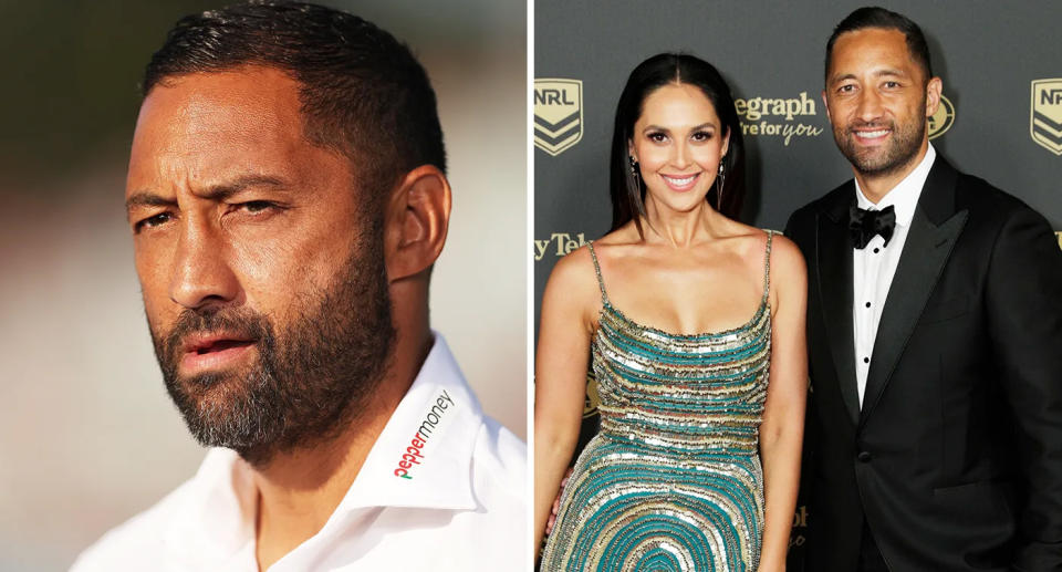 Seen here, Wests Tigers coach Benji Marshall and his wife.