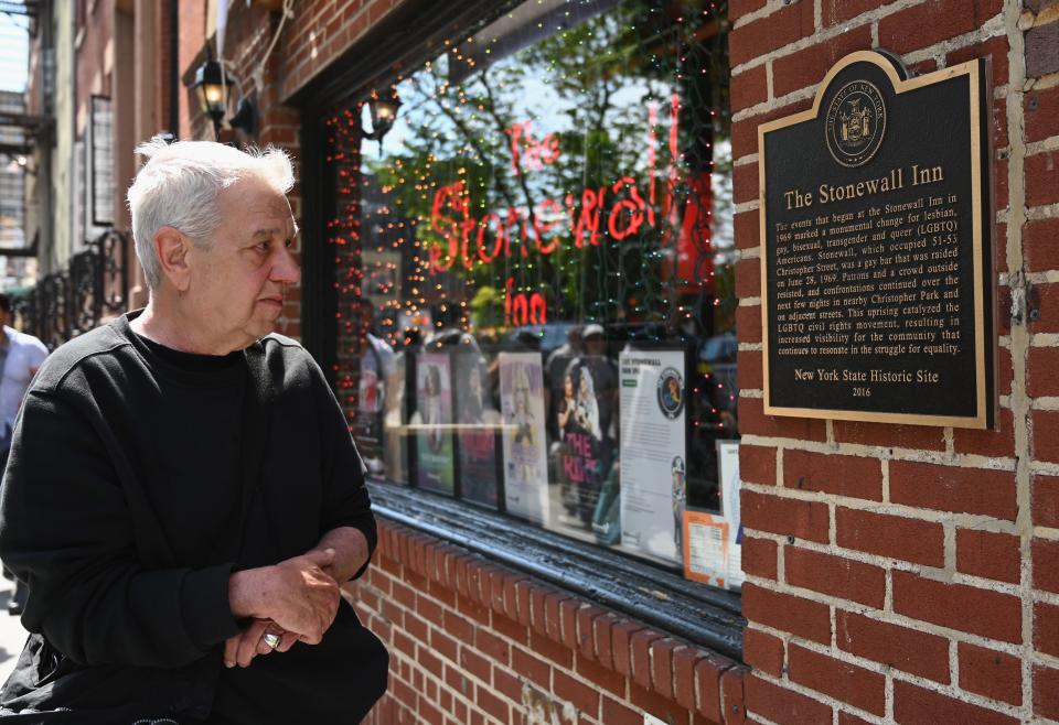 Martin Boyce recalls the 1969 riots while outside the Stonewall Inn on June 12. (Photo: Angela Weiss/AFP/Getty Images)