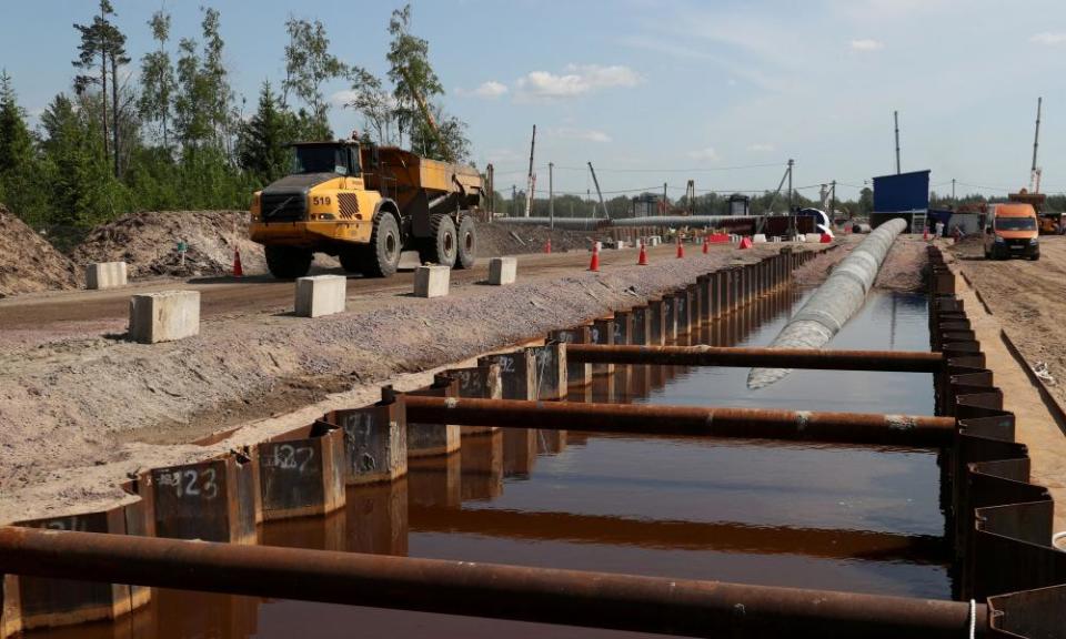 The construction site of the Nord Stream 2 gas pipeline in Russia.