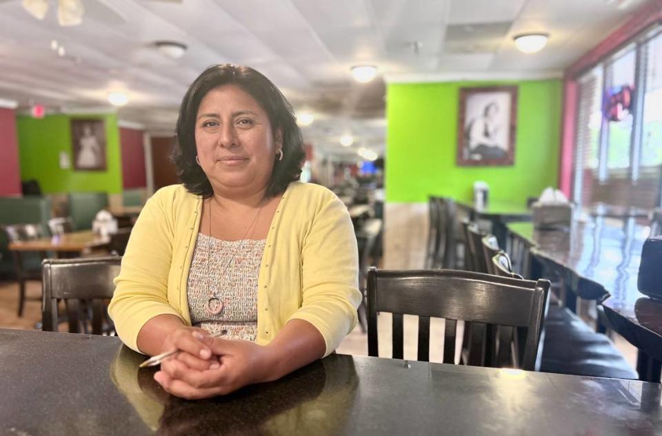 Edith Liborio, owner of Esmeralda Grill in Chatham Square, is worried that she faces displacement. The land on which her restaurant and home sits just went up for sale in Cary this week.