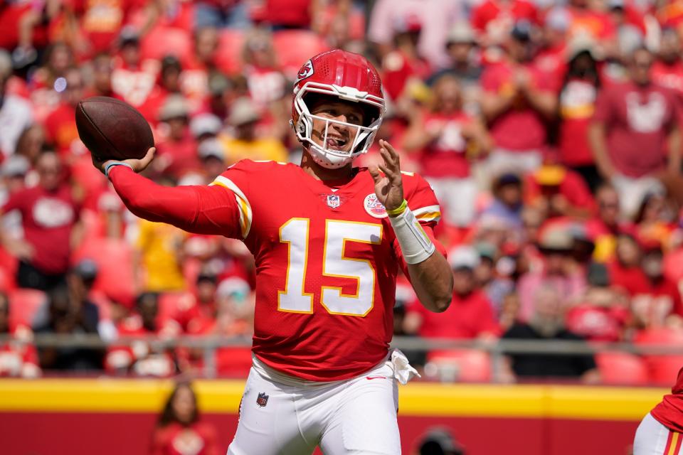 Kansas City Chiefs quarterback Patrick Mahomes throws during the first half of an NFL preseason game against the Washington Commanders on Aug. 20 in Kansas City.