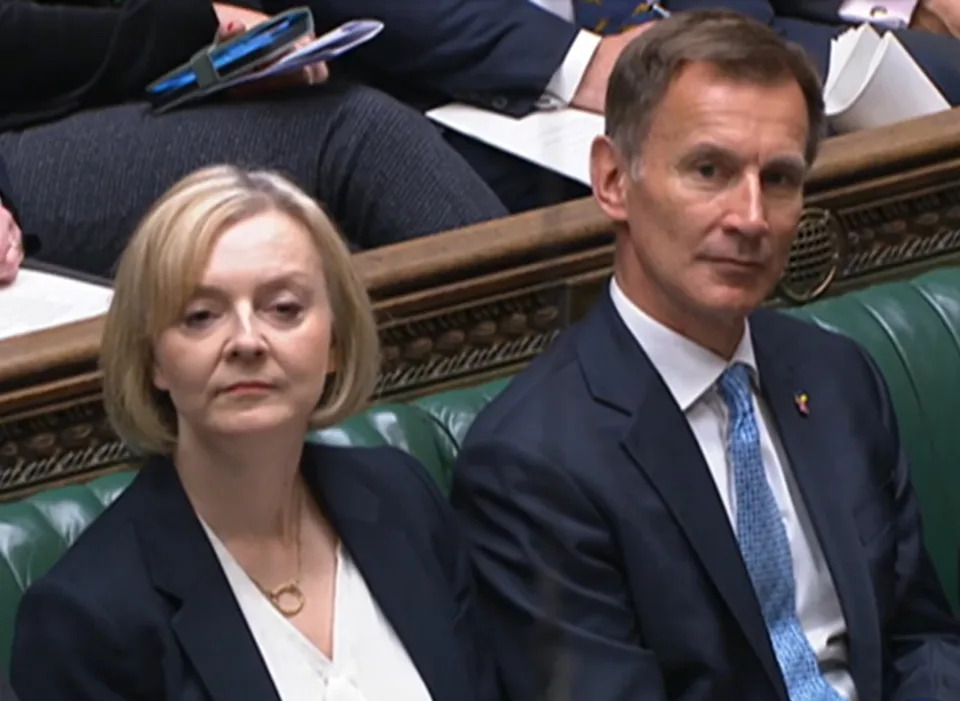 Prime Minister Liz Truss and Chancellor of the Exchequer Jeremy Hunt listening to SNP Westminster leader Ian Blackford during Prime Minister&#39;s Questions in the House of Commons, London. (Photo by House of Commons/PA Images via Getty Images)