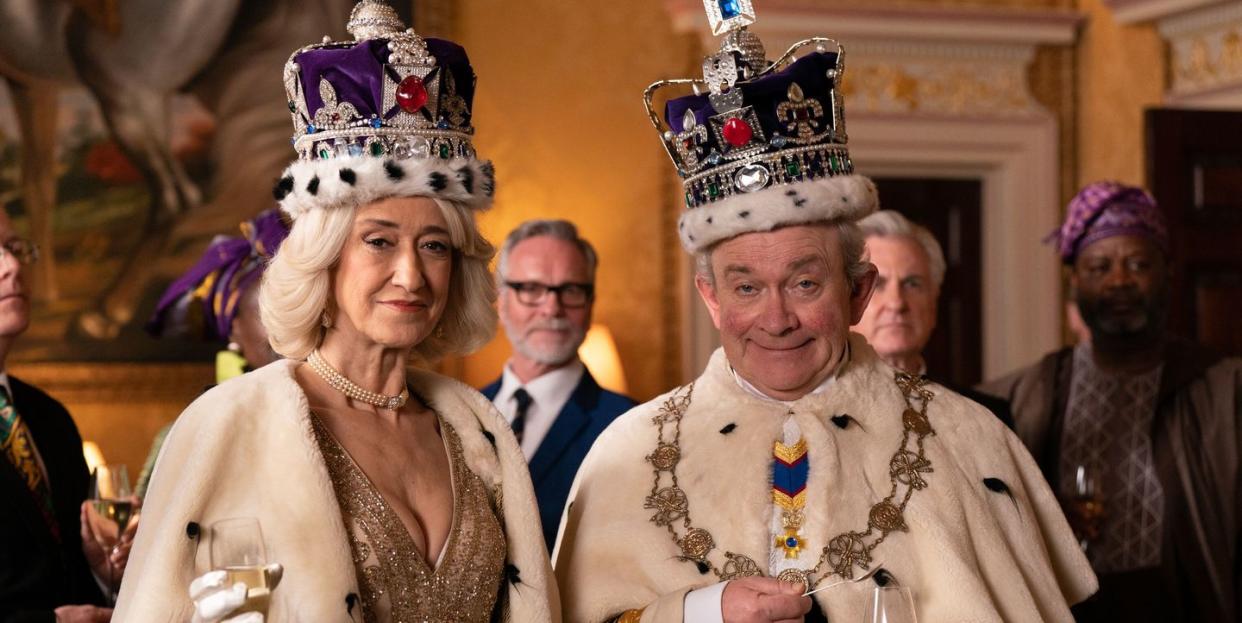 pictured haydn gwynne as camilla and harry enfield as charles