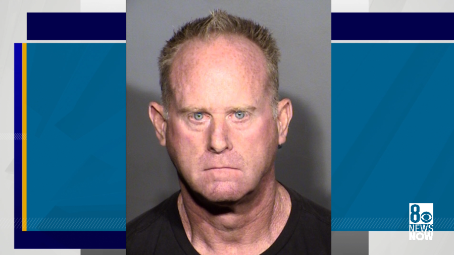 <em>Jeffrey Schildmeyer, who builds and services race cars – and races them, according to online records — faces charges of theft, money laundering and perjury, documents said. A Metro SWAT unit arrested Schildmeyer on Wednesday, Sept. 6. (LVMPD/KLAS)</em>