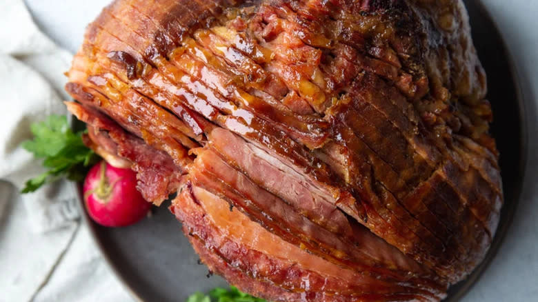 Spiral-cut glazed ham