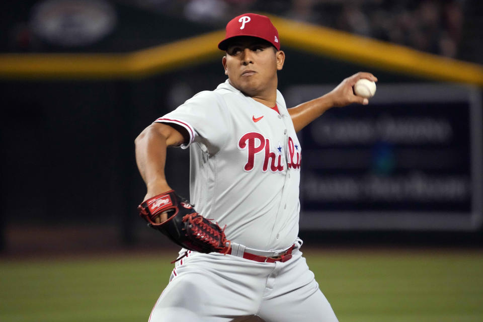 Philadelphia Phillies starting pitcher Ranger Suarez (55) pitches against the Arizona Diamondbacks during the first inning at Chase Field in Phoenix on June 14, 2023.