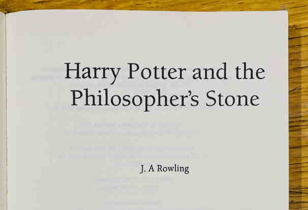 The author's name is listed as J. A Rowling in the proof copy. (Hansons Auctioneers)