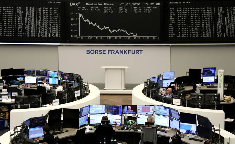 The German share price index DAX graph is pictured at the stock exchange in Frankfurt