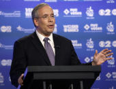 Manhattan borough president Scott Stringer, speaks during a primary debate for New York City comptroller with former New York Gov. Eliot Spitzer, at the WCBS-TV studios, Thursday, Aug. 22, 2013, in New York. (AP Photo/Frank Franklin II, Pool)