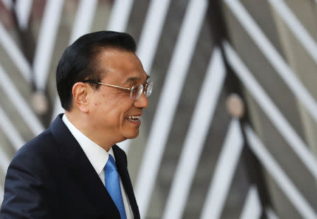 Chinese Prime Minister Li Keqiang arrives at the European Council to meet European Institution leaders for the EU-China summit in Brussels, Belgium April 9, 2019. REUTERS/Yves Herman