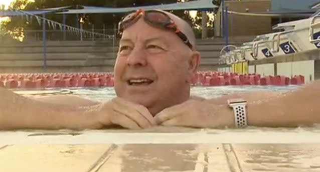 Mr Fisher was swimming in 2009 when his heart stopped. Source: 7 News