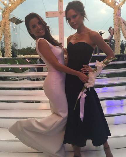 <p>Mrs. Becks shared a photo op with the bride. “Congratulations @evalongoria The smartest, most beautiful woman I have ever met. I feel honored to call you my friend X Such a wonderful day filled with Love X We love Pepe so much!!!” the designer wrote with hashtags, including #toomuchtequila.<i> (Photo: <a href="https://www.instagram.com/p/BFt1zoHFiLr/?taken-by=victoriabeckham" rel="nofollow noopener" target="_blank" data-ylk="slk:Instagram;elm:context_link;itc:0;sec:content-canvas" class="link ">Instagram</a>)</i></p>