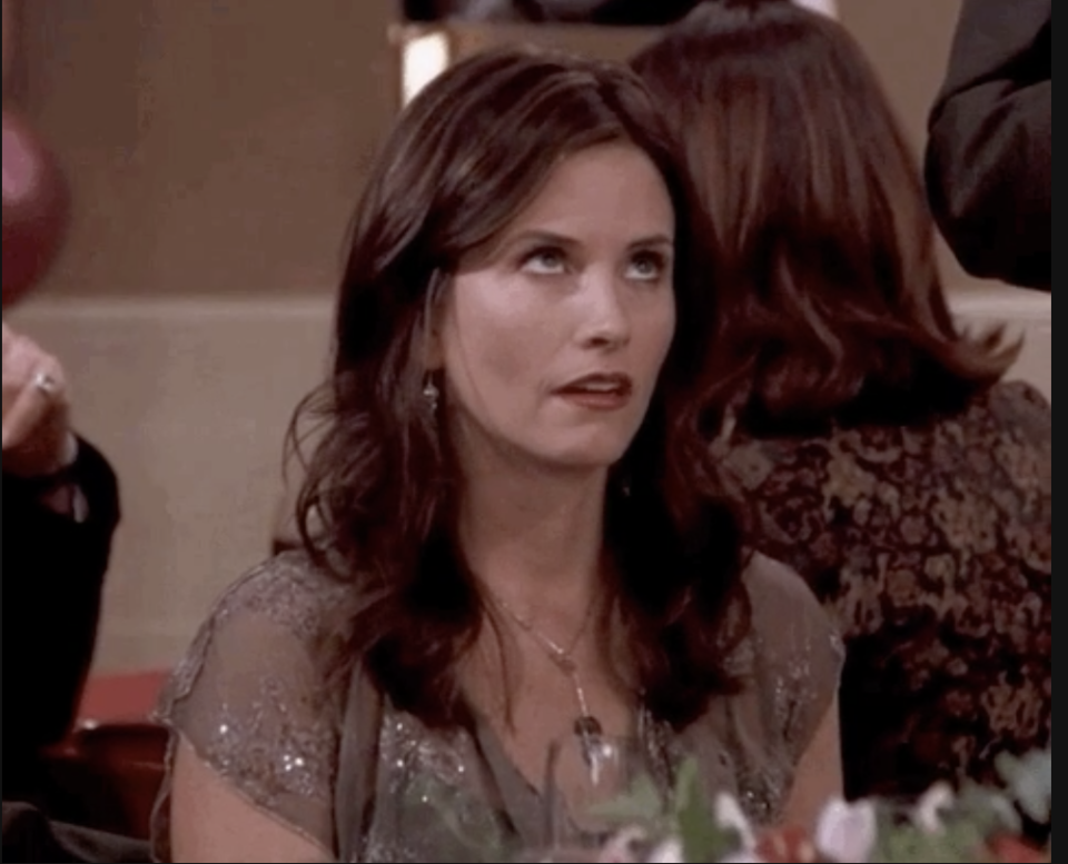 monica from "friends" rolling her eyes