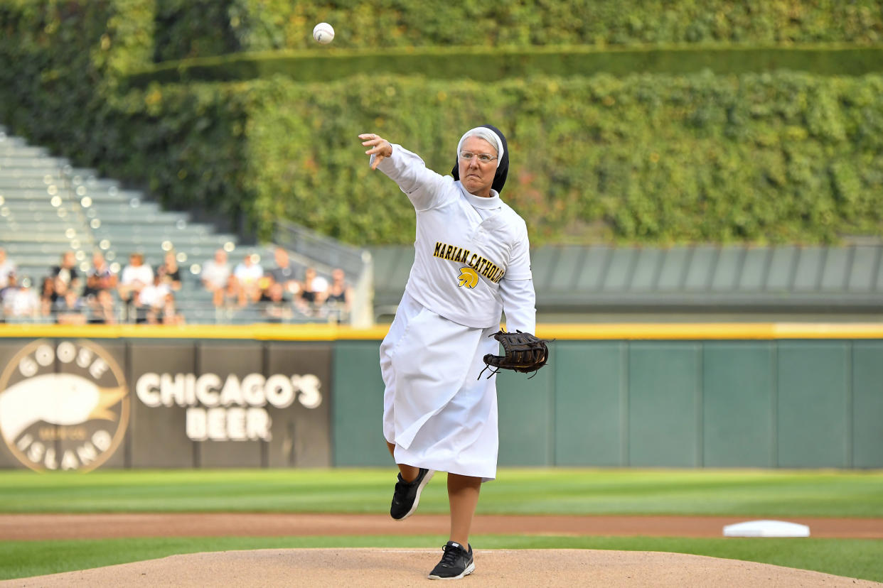 Sister Mary Jo Sobieck delivered a tantalizing pitch. (Photo: Icon Sportswire via Getty Images)