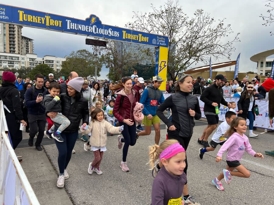 Thousands of ran in the 33rd annual ThunderCloud Subs Turkey Trot Thanksgiving morning (KXAN Photo)