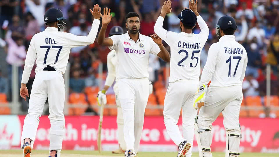 India's Ravi Ashwin is seen here celebrating Ollie Pope's wicket during the third Test against England. 