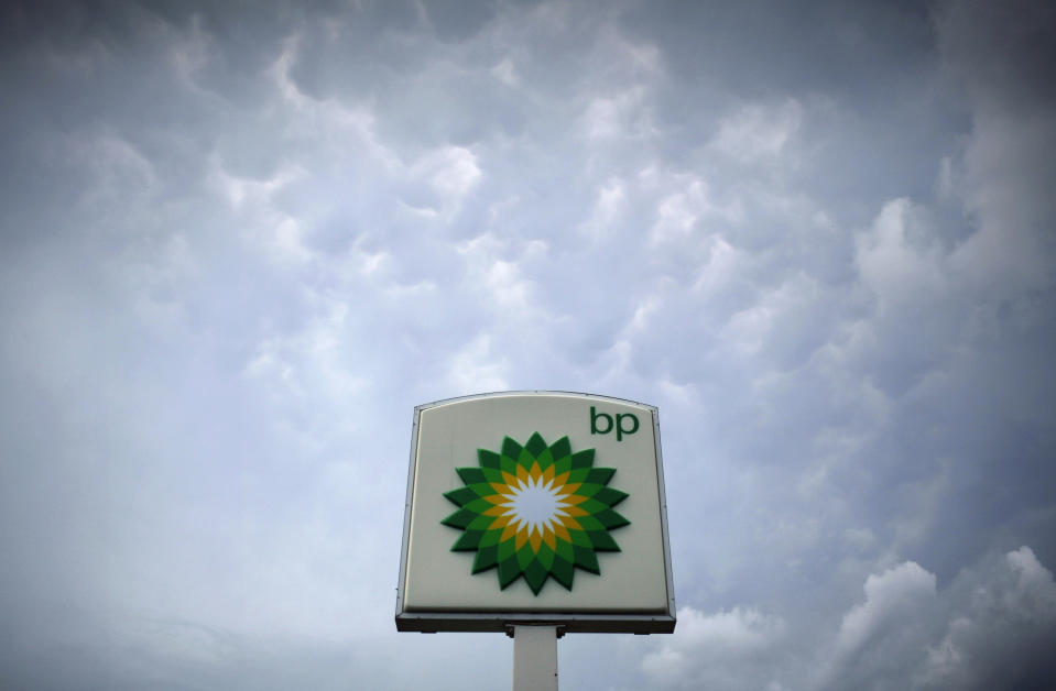 Storm clouds form near a BP station in Alexandria, Virginia,US. Photo: Molly Riley/Reuters