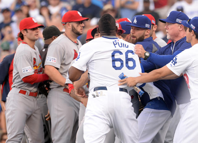 Dodgers' Puig on bench for Game 4 against Cardinals