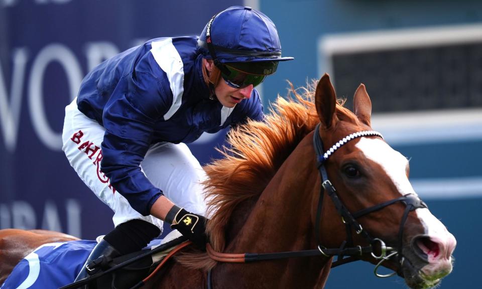<span>Economics, ridden by Tom Marquand, wins the Dante Stakes at York.</span><span>Photograph: Mike Egerton/PA</span>