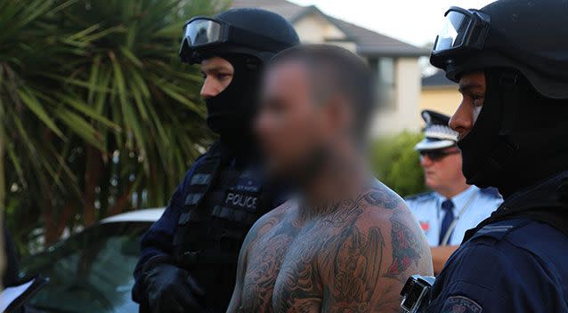 One man arrested along with 16 others in connection to an ongoing investigation into Rebel bikie gang activities. Source: NSW Police