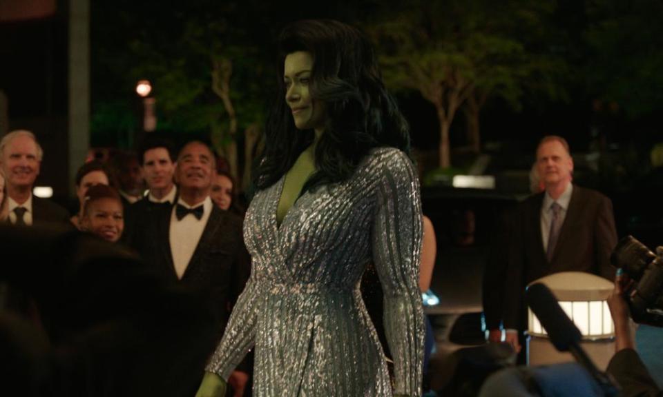 Green zone … Tatiana Maslany in She-Hulk: Attorney at Law.