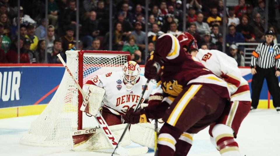 Denver goalie Tanner Jaillet is in a strong position to win the Mike Richer Award. (Getty)