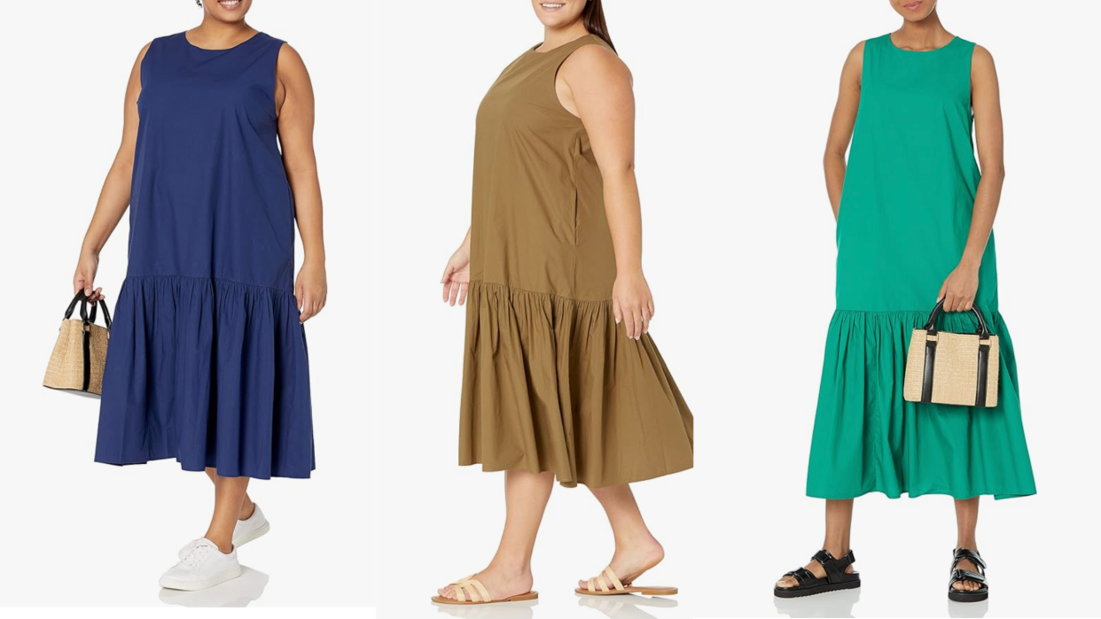 amazon maxi dress, The Drop Ilana Sleeveless Poplin Maxi Dress, The Drop womens Ilana Loose Sleeveless Wide-hem Poplin Maxi Dress