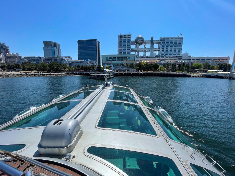 A view of the Odaiba Seaside Park from the water.