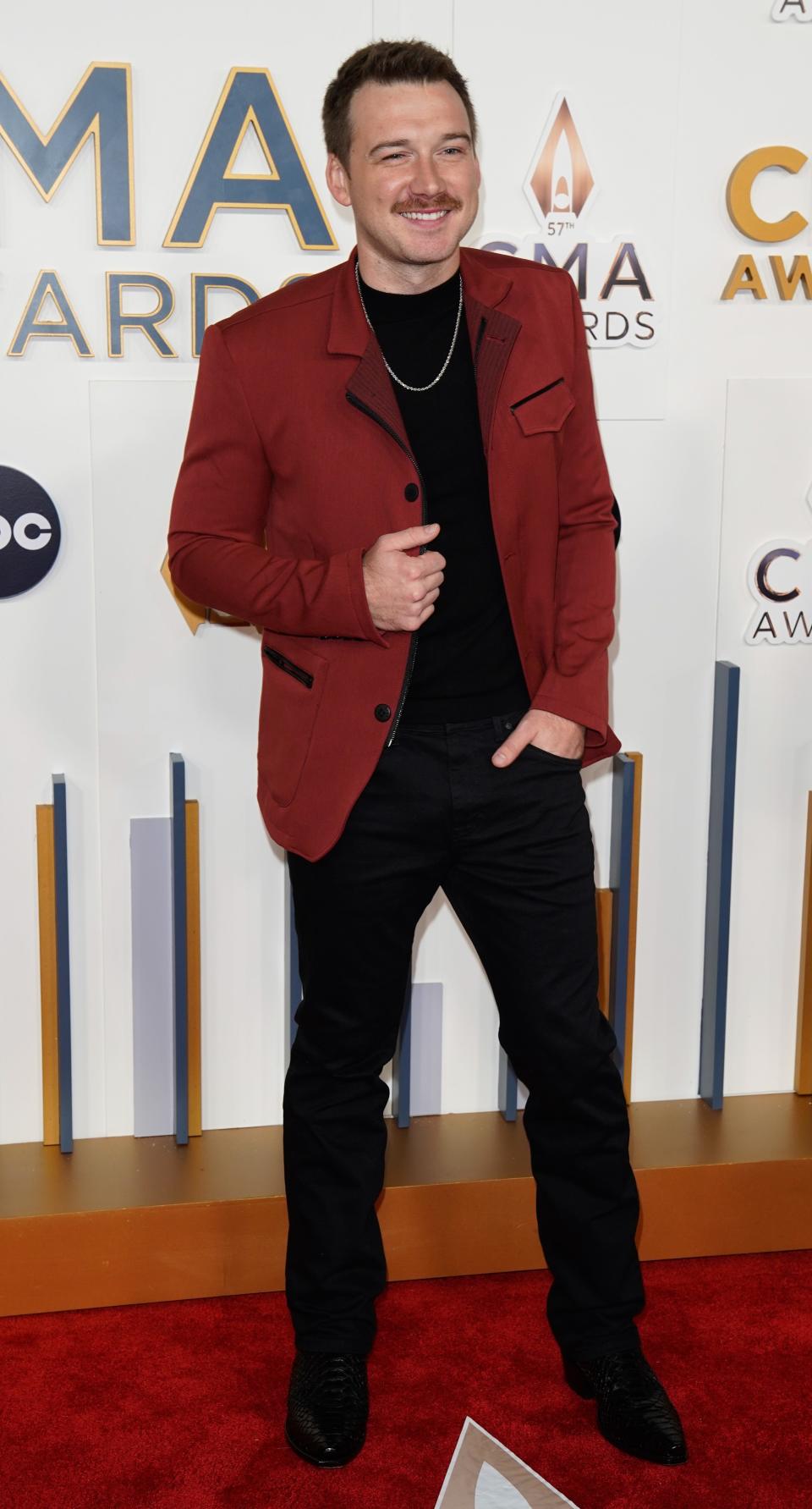 Morgan Wallen walks the red carpet during the 57th Annual Country Music Association Awards in Nashville, Tennessee, Wednesday, Nov. 8, 2023.