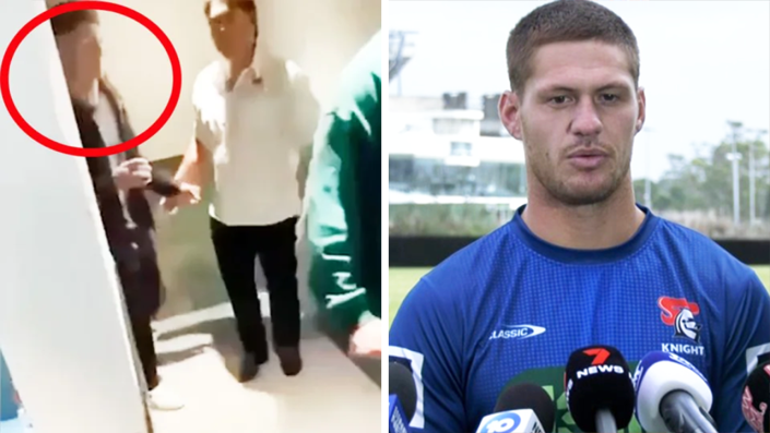 Kalyn Ponga on Monday (pictured right) broke his six-month silence over the toilet cubicle incident. (Images: Supplied/Twitter)
