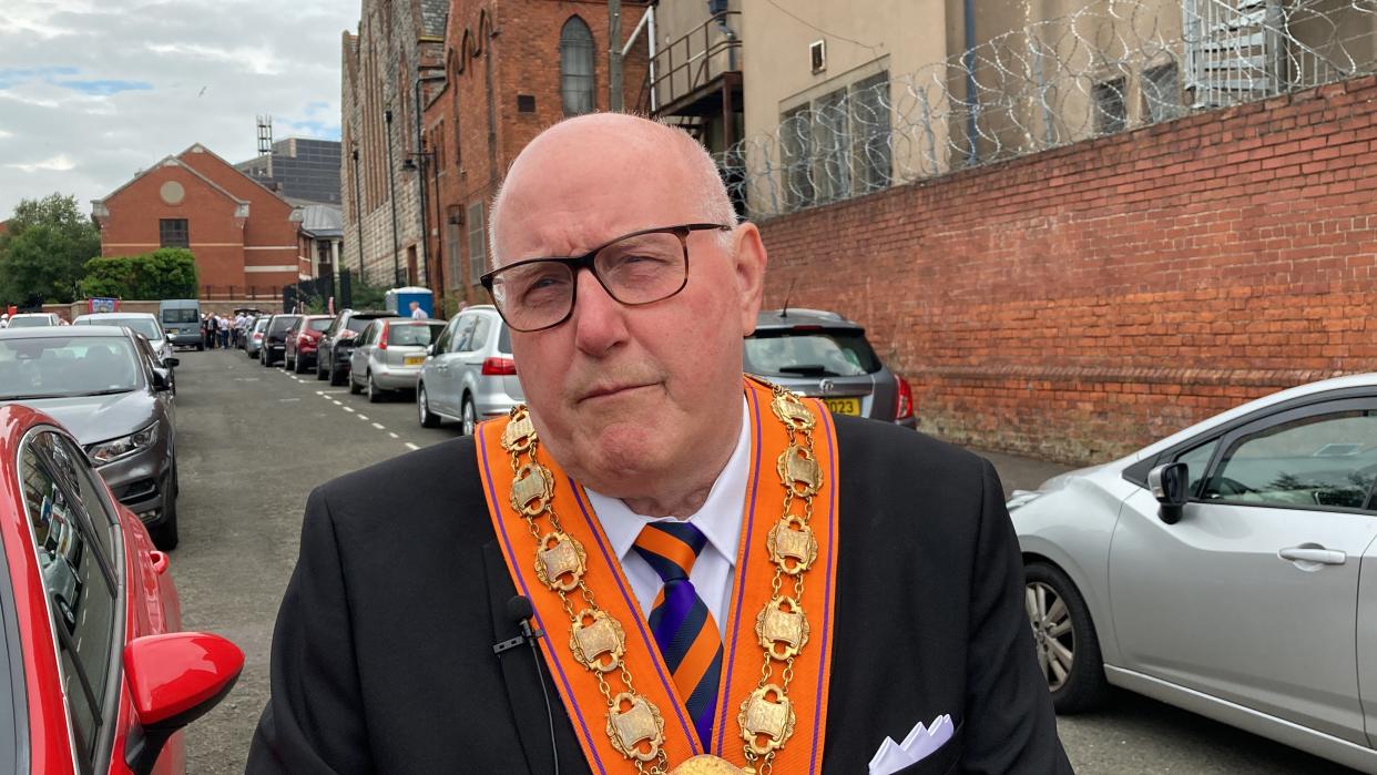 The Orange Order’s County Grand Master for Belfast, Spencer Beattie, speaks ahead of July 12 parade in the capital (Rebecca Black/PA)