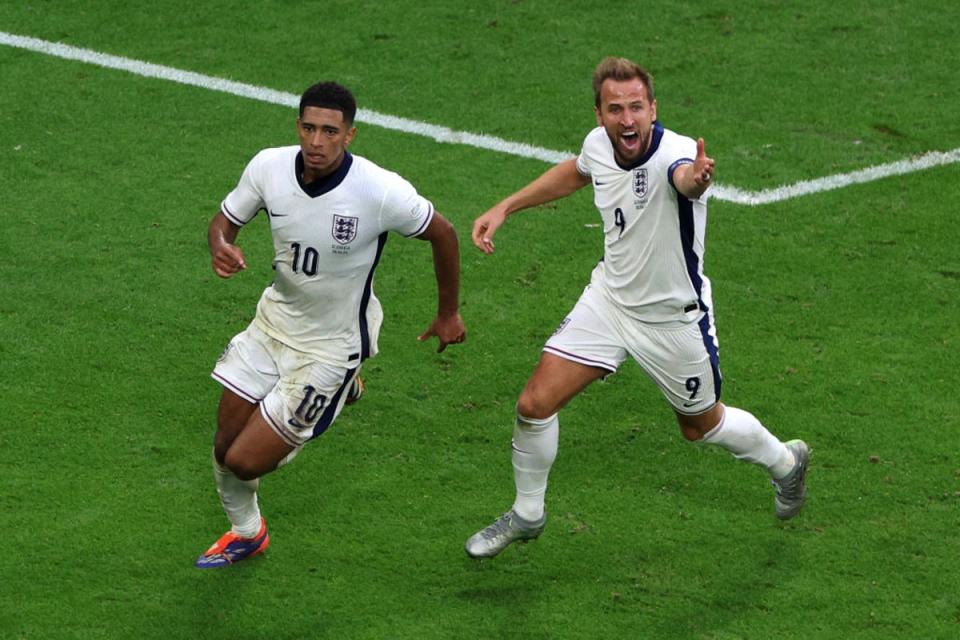 Jude Bellingham (left) and Harry Kane scored England’s goals against Slovakia (Getty Images)