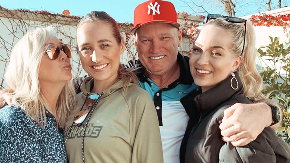 Dean Jones, pictured here with wife Jane and daughters Phoebe and Isabella.