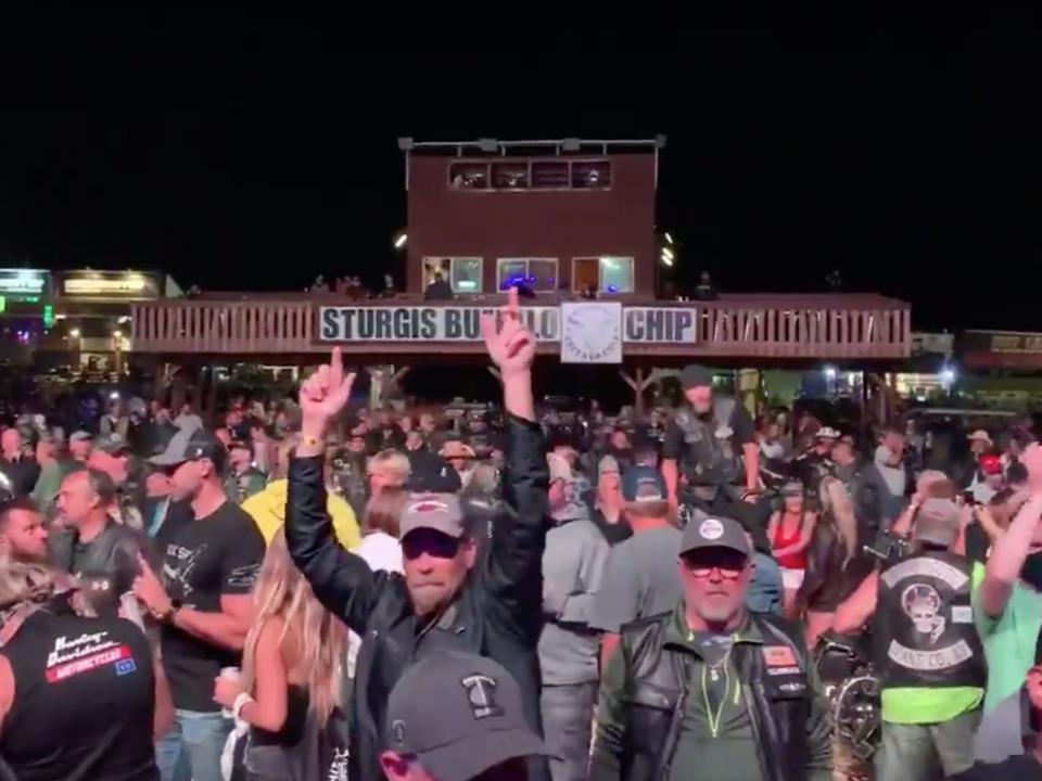 Fans at the Smash Mouth concert at the Sturgis Motorcycle Rally on Sunday in South Dakota.