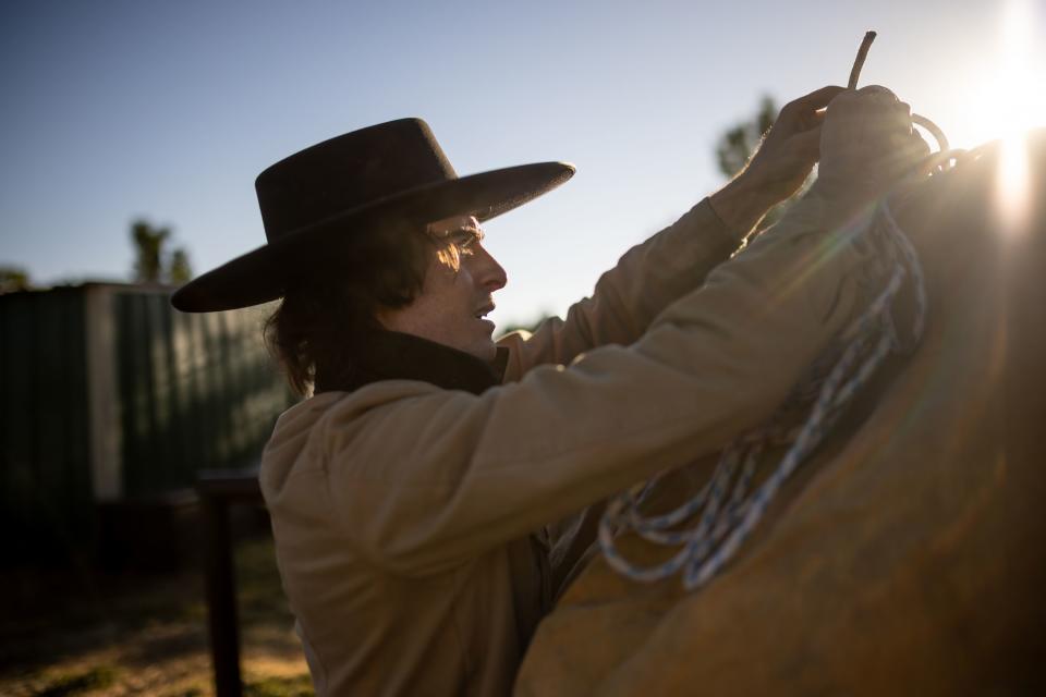 Jake Harvath loads his horses as he prepares to begin a yearlong horse ride across the country at Sage Creek Equestrian in Charleston, Wasatch County, on Monday, Sept. 25, 2023. | Spenser Heaps, Deseret News