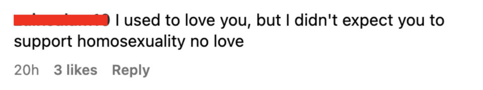 i used to love you but i didn't expect you to support homosexuality, no love