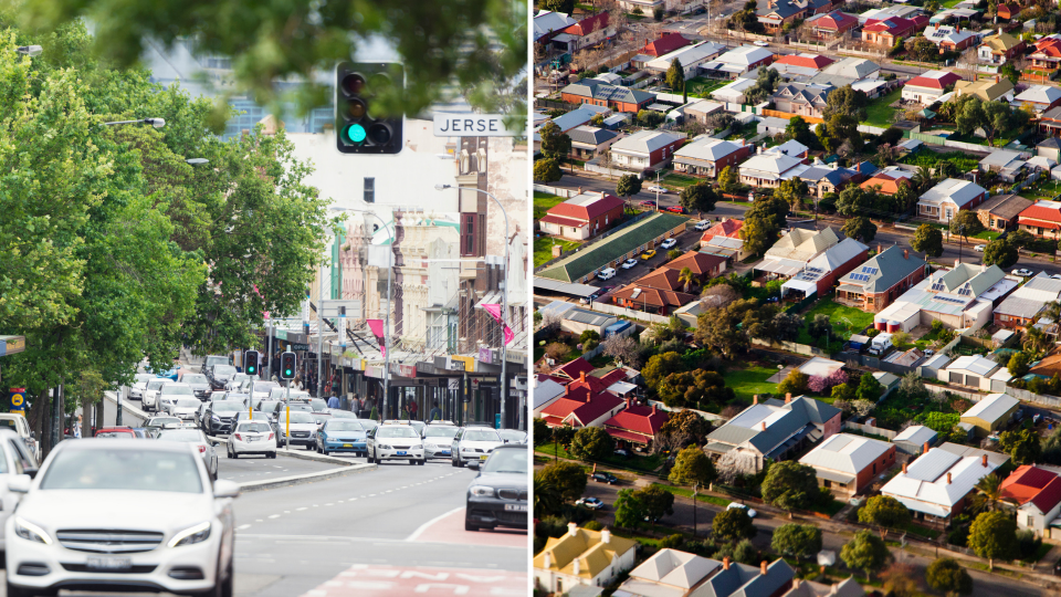 Pictured: Oxford Street in Paddington, Sydney. Houses in Melbourne. Images: Getty