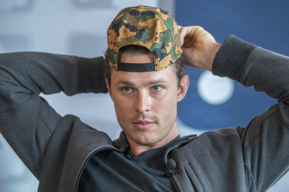 In this Saturday, Nov. 16, 2019 photo Minnesota Twins' Max Kepler attends an event at the Armin-Wolf-Arena in Regensburg, Germany. (Armin Weigel/dpa via AP)