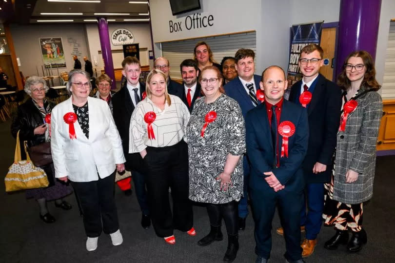 Labour celebrate their gains on North East Lincolnshire Council after the 2024 local election count at Grimsby Auditorium