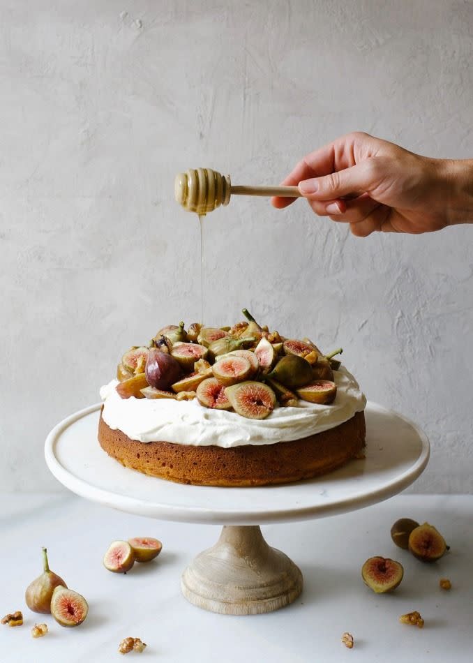 Honey Cake With Figs and Whipped Cream Cheese