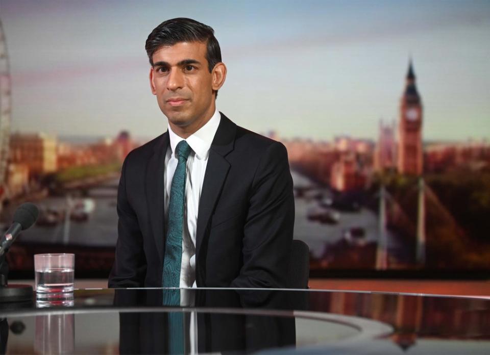 Rishi Sunak on The Andrew Marr Show (Jeff Overs/BBC) (PA Media)