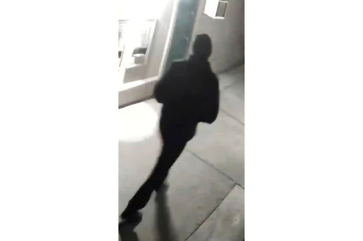 Stockton Police Department has released a grainy still image of a ‘person of interest’ who appeared in CCTV videos from several of the homicide crime scenes (AP)