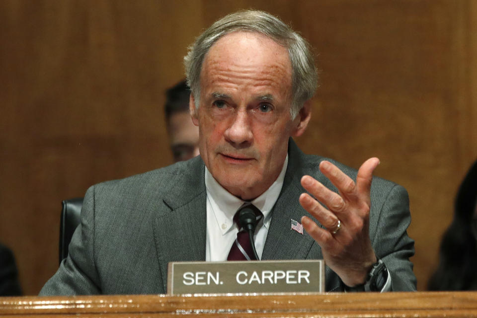 Sen. Thomas Carper, D-Del., asks a question during  a Senate Homeland Security Committee hearing in 2018 on Capitol Hill in Washington. (Photo: Jacquelyn Martin/AP)