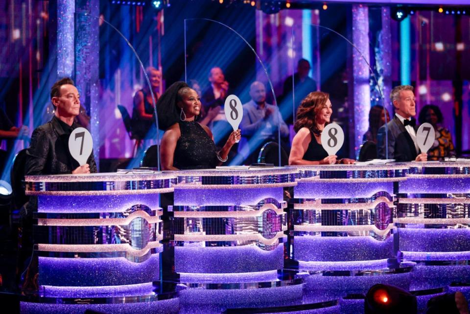 Shirley Ballas (third from left) has been out of step with her fellow judges, (from left) Craig Revel Horwood, Motsi Mabuse and Anton Du Beke so far this series (PA Media)