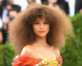 <p>At the 2017 Met Ball, Zendaya rocked one of her fiercest Afros ever. Hair goals! (Photo: Getty Images) </p>