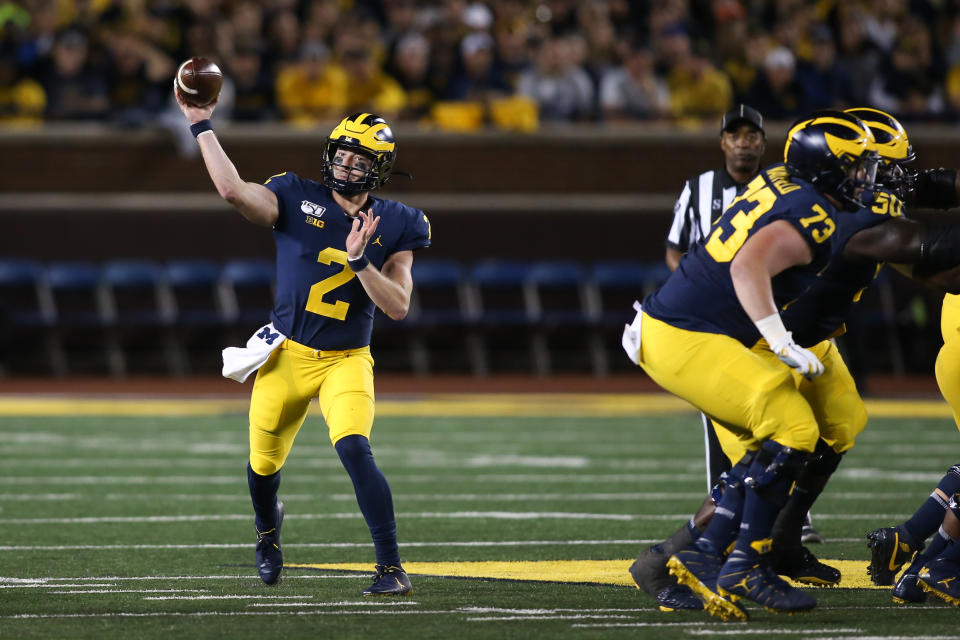 Michigan QB Shea Patterson could have played better in the opener against Middle Tennessee State. (Getty Images)