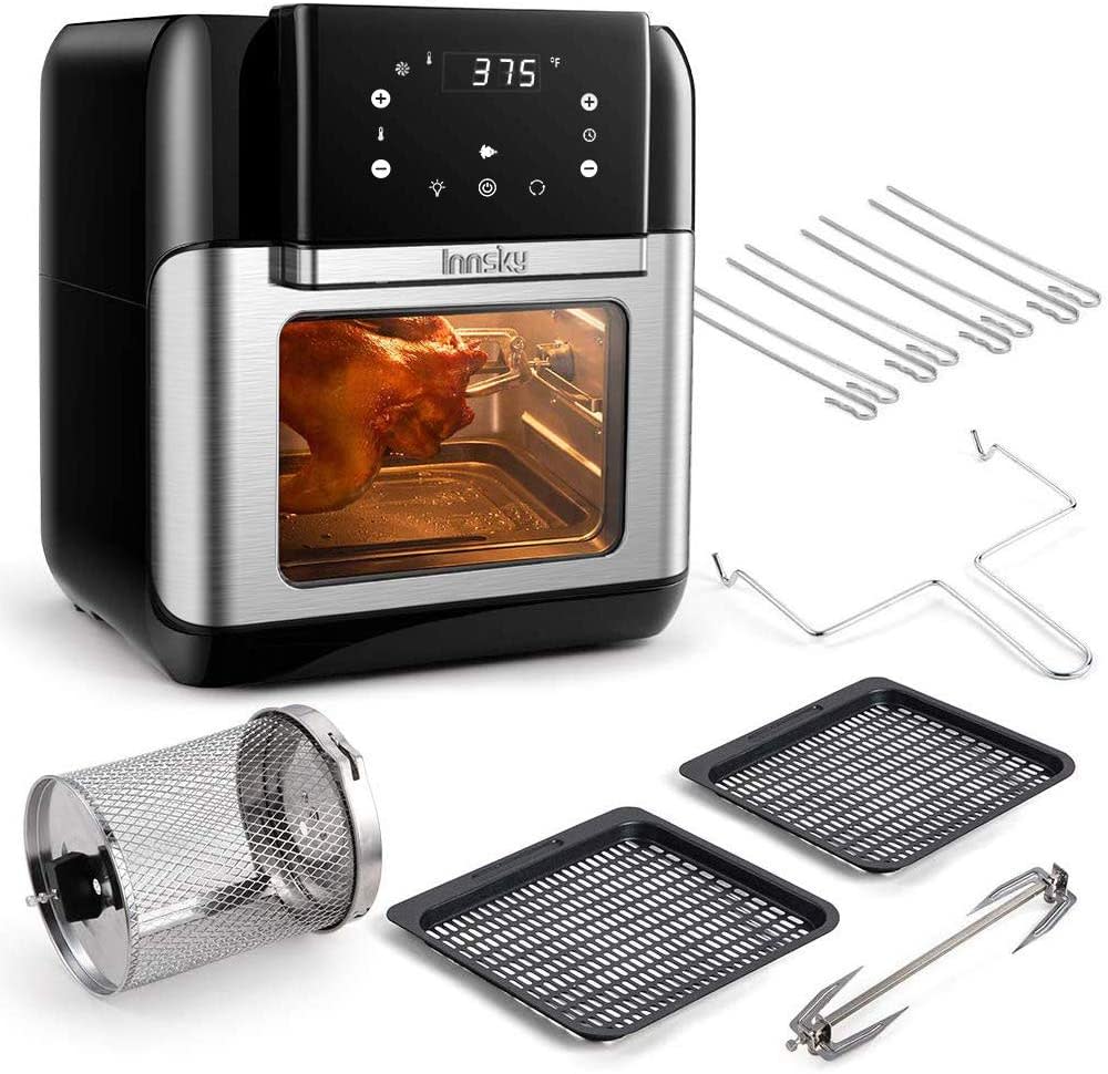Innsky's 10.6 family size 10-in-1 Air Fryer Oven includes easy to clean cooking accessories. (Image via Amazon).